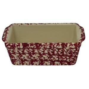 VTG Gerald E Henn Red Spongeware Pottery Mini Loaf Pan 7" Roseville OH USA Made